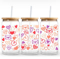 Valentines Doodles Glass Cup