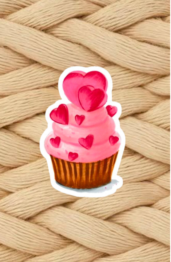 Valentines Cupcake Sticker